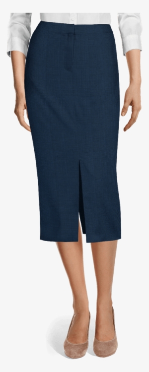 Blue Midi Houndstooth Wool Blend Pencil Skirt With - Grey Pencil Skirt Short