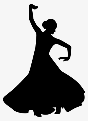 Flamenco Female Dancer Silhouette With Raised Right - Flamenco Silhouette