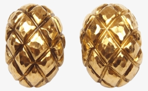 Designer David Webb Pineapple Clip On Earrings 18k - Gold