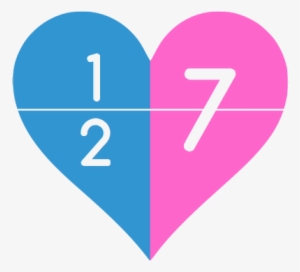One Half Plus Seven - Half Pink Half Blue Heart