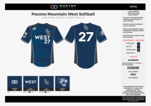 Pocono Mountain West Softball Navy Blue Gray Black - Baseball Uniforms Navy Blue