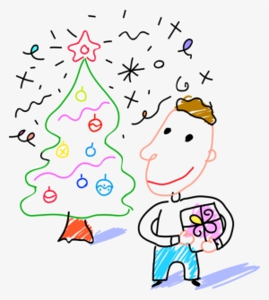 Vector Illustration Of Child Receives Present Gift - Cartoon