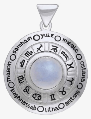 Wheel Of The Year Zodiac Pendant - White Bronze Wheel Of The Year Zodiac Pendant