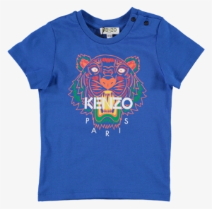 Babies Tiger Logo Print T-shirt Blue - Kenzo Blue T Shirt