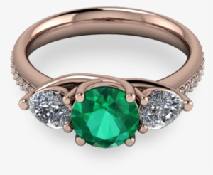 Rose Gold Emerald And Pear Stone Ring - Ring