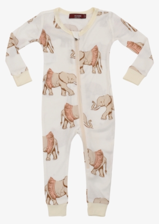 Bamboo Zipper Pajama - Milkbarn Bamboo Zippered Pajamas (3-6 M, Tutu Elephant)