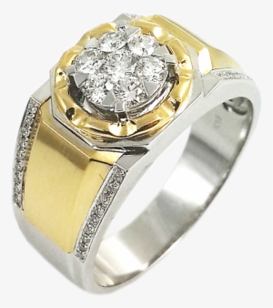 Anillo Con Diamantes Blancos En Oro Amarillo Y Blanco - Anillo De Oro Png