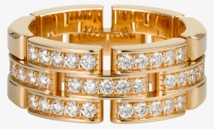 Maillon Panthère Ring, 3 Half Diamond-paved Rowspink - Maillon Panthere Ring, 3 Half Diamond-paved Rows