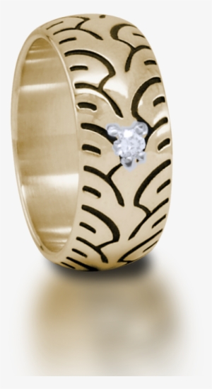 18k Gold Diamond Motorcycle Tire Ring Style 02 Fat
