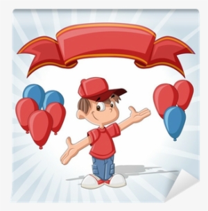 Cute Boy On A Birthday Party With Balloons And Red - Birthday