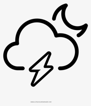 Night Lightning Cloud Coloring Page - Cloud