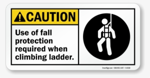 Use Of Fall Protection Required Climbing Ladder Sign - Strong Magnet Warning Label