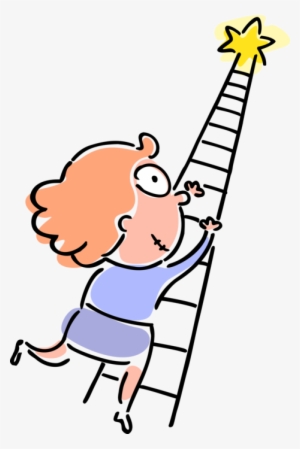 Vector Illustration Of Ambitious Businesswoman Climbs - Subir Clipart