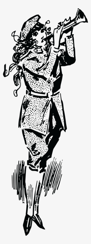 Free Clipart Of A Woman Playing A Trumpet - Illustration