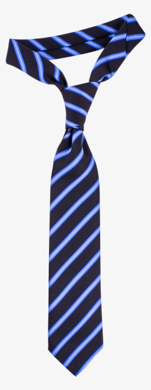 Brown With Blue And White Stripe Necktie - Stripe Necktie