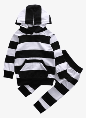 Petite Bello Clothing Set 0-6 Months Black & White - Hoodie