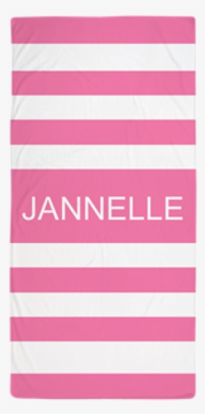 Personalized Pink And White Stripes Beach Towel - Mobile Phone