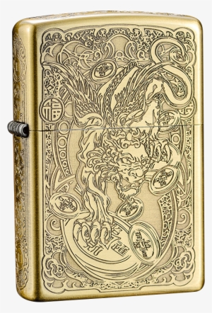 Lighter Zippo Genuine Copper Five Carved Lucky Brave - Zippo