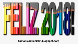 Feliz 2018 Lápis Coloridos Em Png E Jpg - Graphic Design