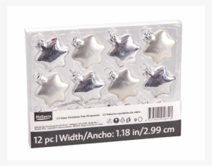 Glass Christmas Tree Ornaments, Silver/white Stars - Christmas Tree