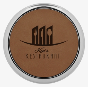 Round Dark Brown Leatherette Coaster With Silver Edge - 3 5/8 Leatherette Coaster Set With Silver Trim Single