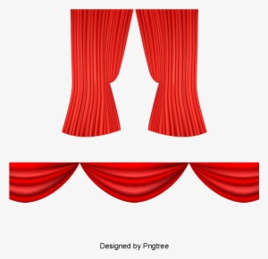 Vector Red Curtain Decoration, Red Curtains, Drapes, - Curtain