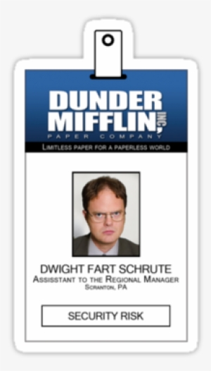 "dwight Schrute The Office Id Badge Shirt" Stickers - Risk Is My Middle Name