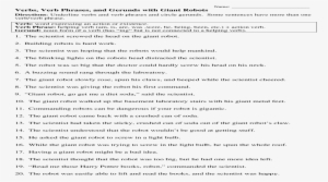 Verbs, Verb Phrases, And Gerunds With Giant Robots