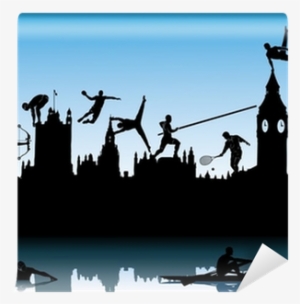 London Skyline With Sport Silhouettes Wall Mural • - Houses Of Parliament