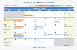 January 2019 Printable Calendar With Us Holidays - July 2019 Calendar With Holidays
