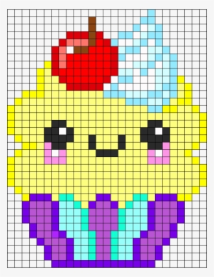 Kawaii Cupcake Perler Bead Pattern / Bead Sprite - Cute Pixel Art Cupcake