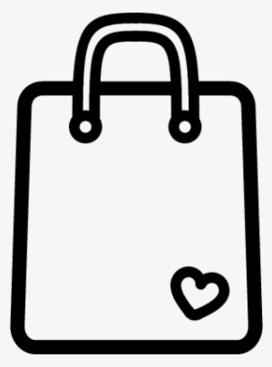 Shopping Bag Outline Tool With A Small Heart Vector - Clipart Png Shopping Bag