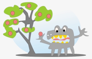 Salvor Tree With Apples And A Monster Clip Art Free - Monster Clip Art