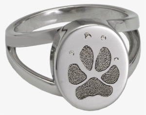Pet Paw Print Ring - "v" Ring Cremation Jewelry