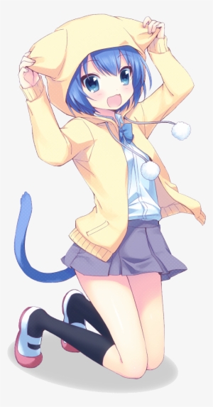 127982 Blue Eyes Blue Hair Catgirl Mani Onka Original - Profile Anime Girl Cute