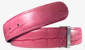 Pink Crocodile Texture Leather Belt - Belt