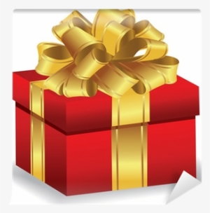Red Giftbox With Gold Bow Vector Wall Mural • Pixers® - Christmas Icons