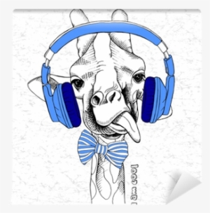 Picture Of Portrait Of A Giraffe In The Headphones