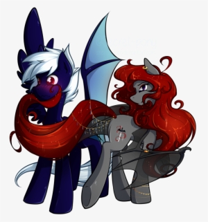 Secret-pony, Bat Pony, Blushing, Female, Male, Oc, - Red And Black Mist