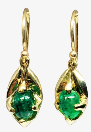 Oval Green Emerald Gold Earrings Nature Inspired Earrings - Green Earrings Png