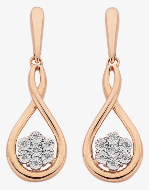 Diamond Set 10ct Rose Gold Earrings - Earring