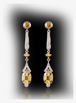 Yellow Sapphires And Diamonds 18k White Gold Earring - Earrings