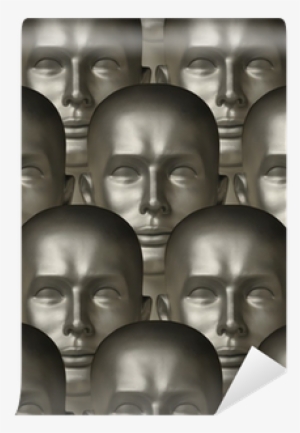 Metallic Robot Androids One With Human Eyes Wall Mural - Robot