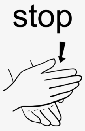 Bring Your Side Ways Facing Flat Hand Down Onto Your - Sign Language Words Stop