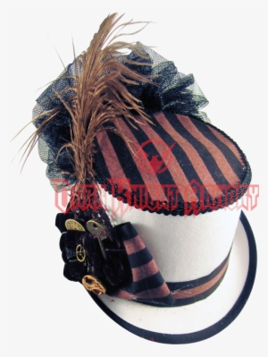 Black And Brown Topped White Steampunk Riding Hat With - Handbag
