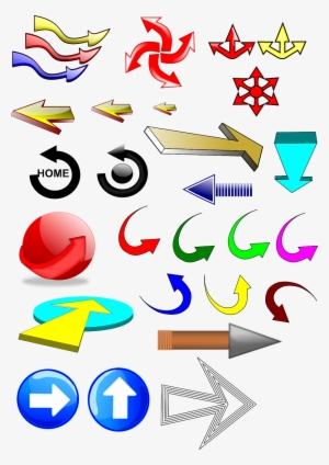 Arrows Glossy Icons Set Colors Transparent Image - Clip Art