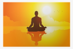 Silhouette Illustration Of A Man Figure Meditating - Man Meditating Silhouette