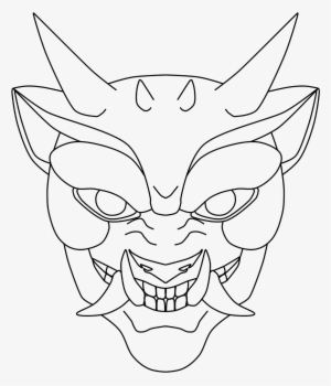 Oni Mask Drawing - Oni Png Black And White