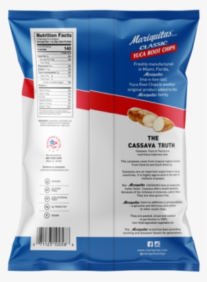 Mariquitas Yuca Root Chips Packaging Back Side - Cassava