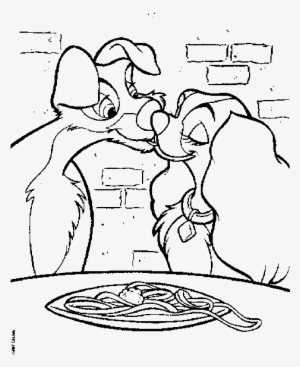 Drawing Lady And The Tramp 128 - Lady And The Tramp Kiss Coloring Pages